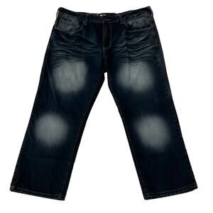 Y2K Urban Pipeline Jeans Loose Straight Dark Wash Denim 38 x 32 Relaxed Fit Mens